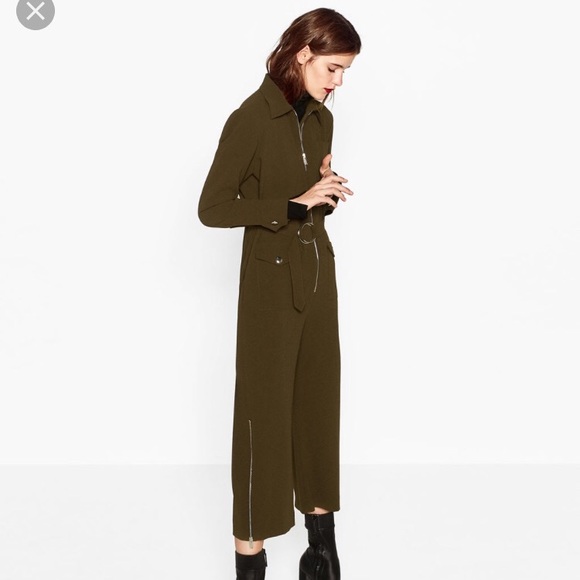 zara khaki jumpsuit